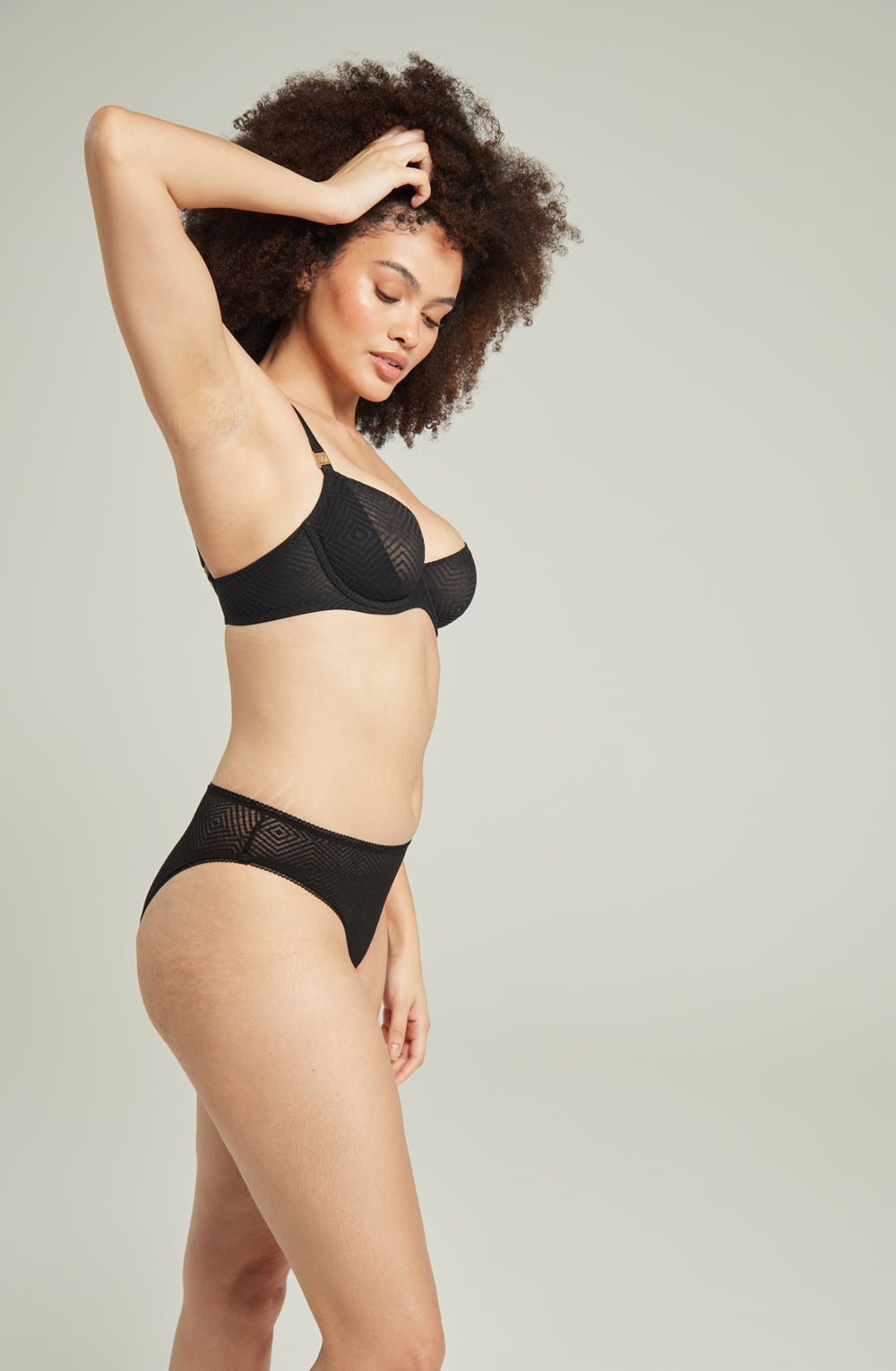 The Sheer Deco Lift Balcony Bra Black Up to GG Cup
