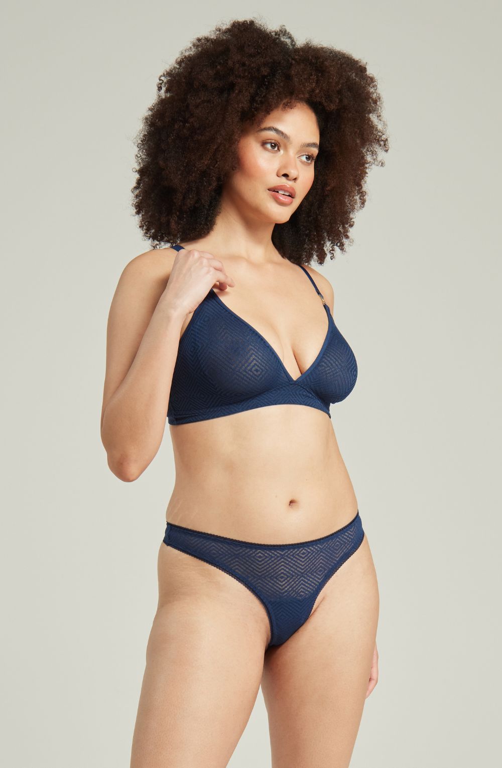 The Sheer Deco Easy Does It Bralette Navy Up to G Cup