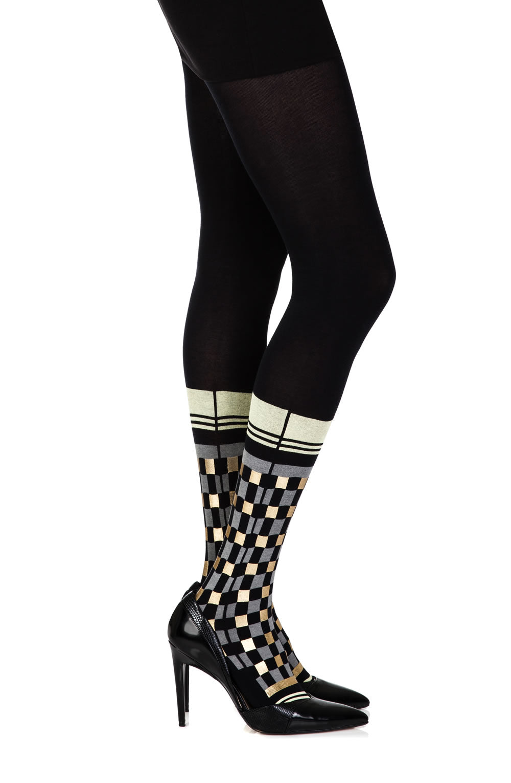 Zohara "Happy Socks" Black Print Tights