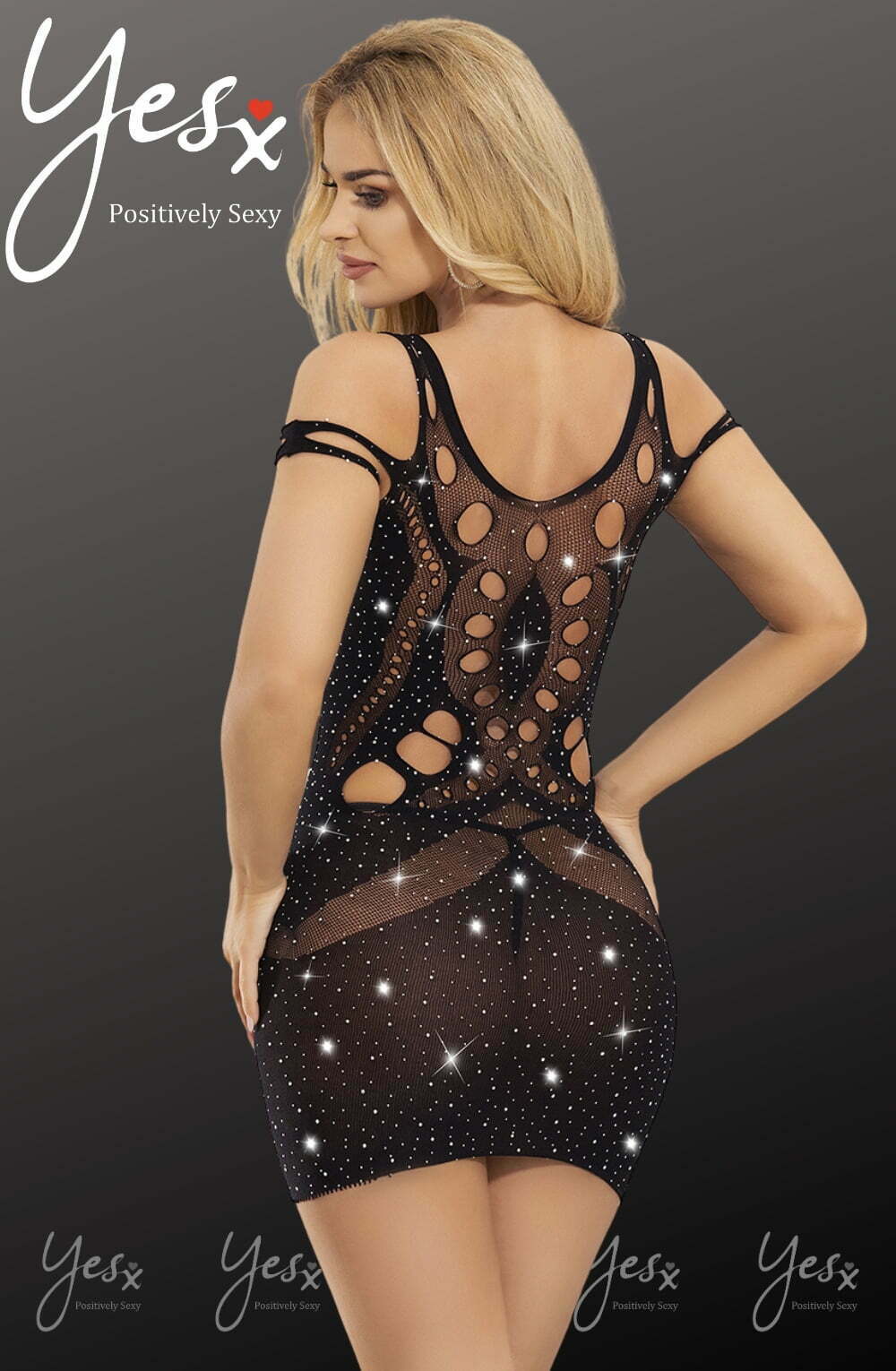 YesX YX853 Sparkly Black Dress