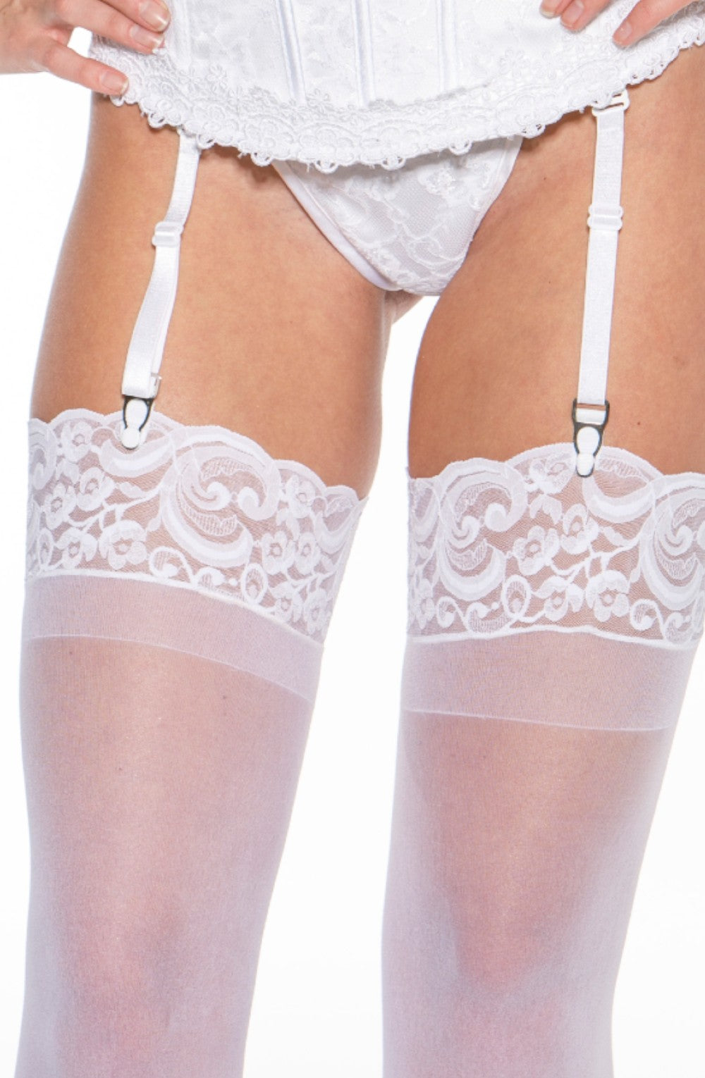 Shirley of Hollywood 90026 Lace Top Stockings White